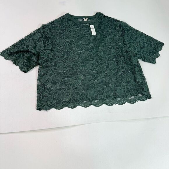 dolan Tops - Dolan Left Coast Top Shirt Womens 3x Green Lace Blouse New Short Sleeve Classic